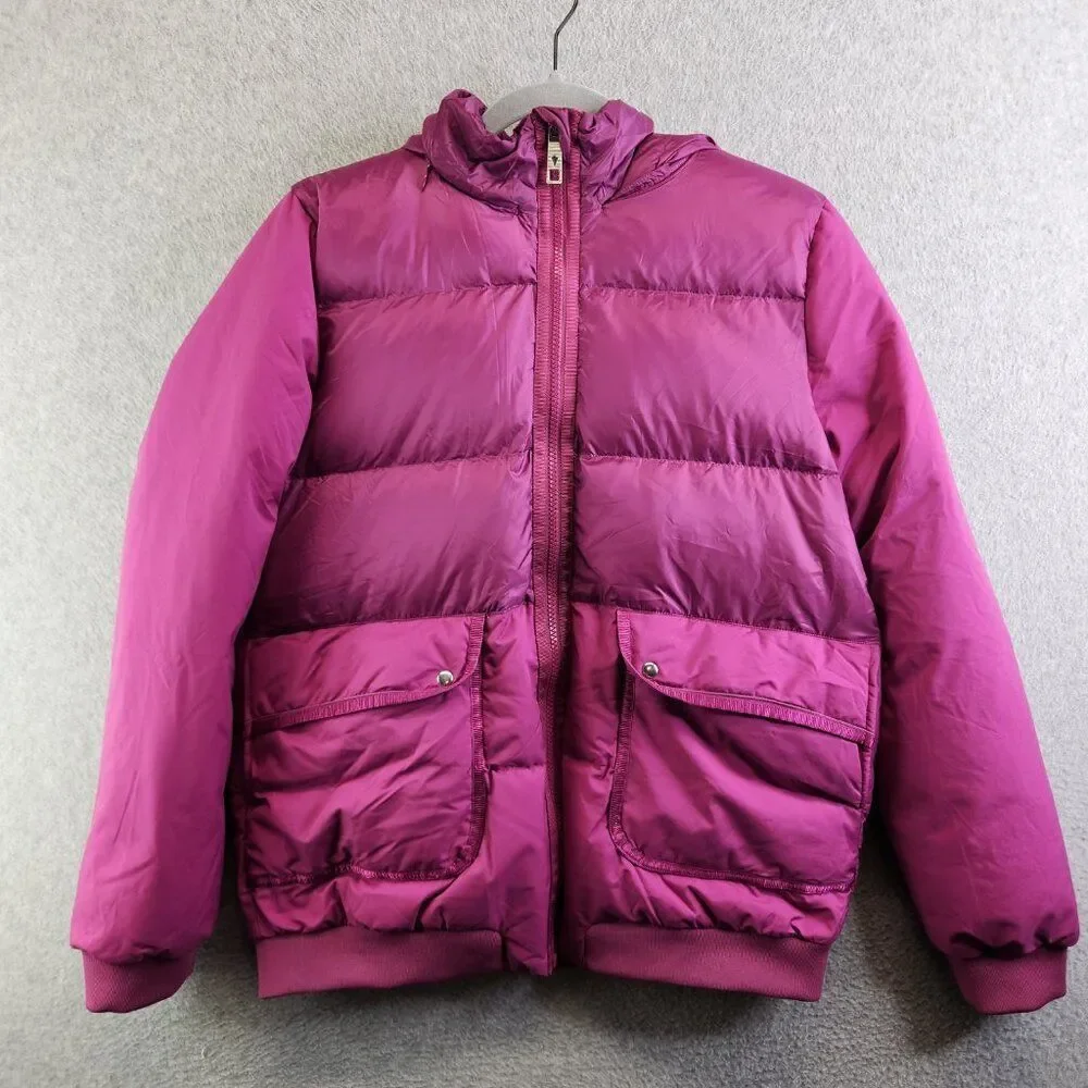 Ivivva Jacket Girls 14 Pink Down Puffer Coat By Lululemon Hide Away Hood Quilted